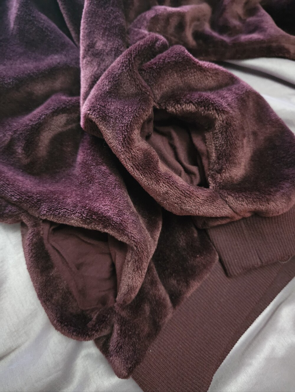 Streetwear Society Burgundy Plush Faux Fur Hoodie - Picture 5 of 6